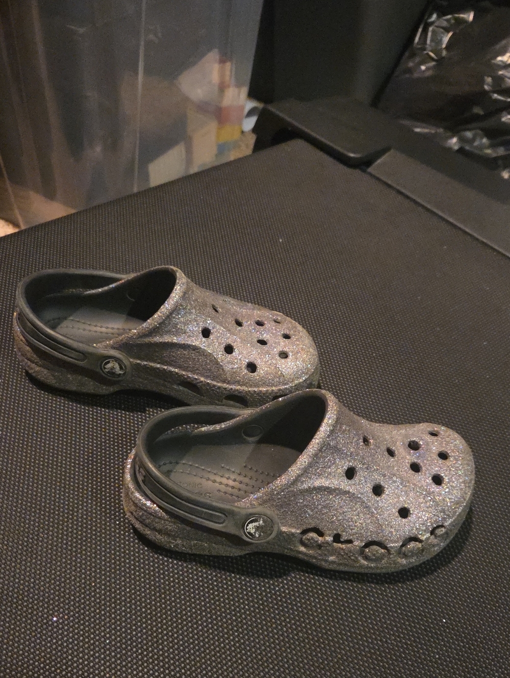 CROCS Kids Glitter Clogs in Silver